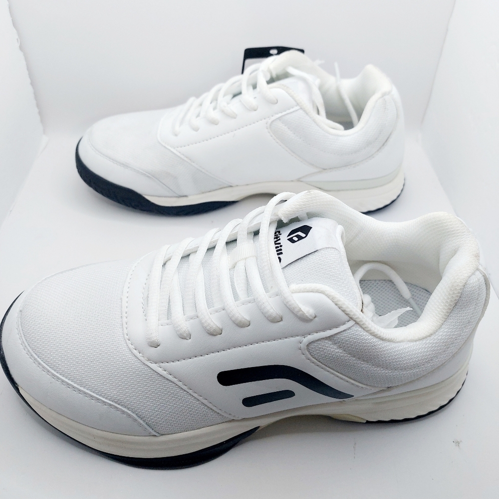 White FitVille Men's Court Tennis Amadeus Size 8 Extra Wide